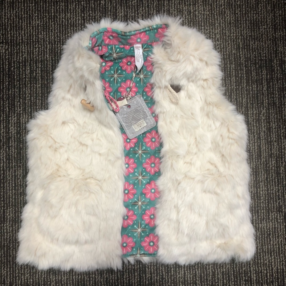 Matilda Jane white faux fur Snow Queen Reversible vest size 6 NWT